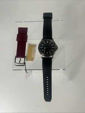 Michael Kors Men’s Black Watch with only Burgundy Interchangeable Band only one
